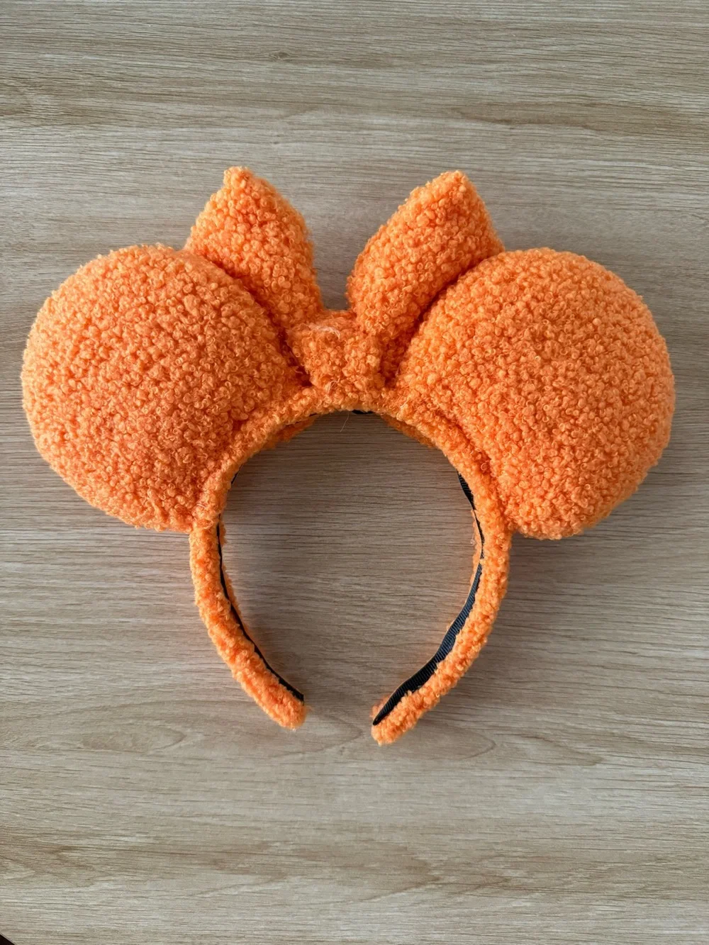 Orange Plush Mouse Ear Headband with Bow